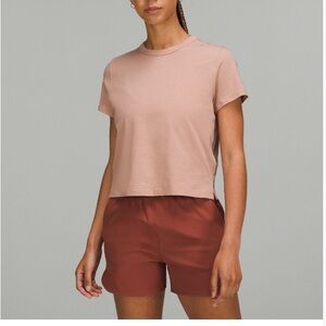 Lululemon Athletica Classic-Fit Cotton Cropped Short Sleeve T-Shirt Pink Clay